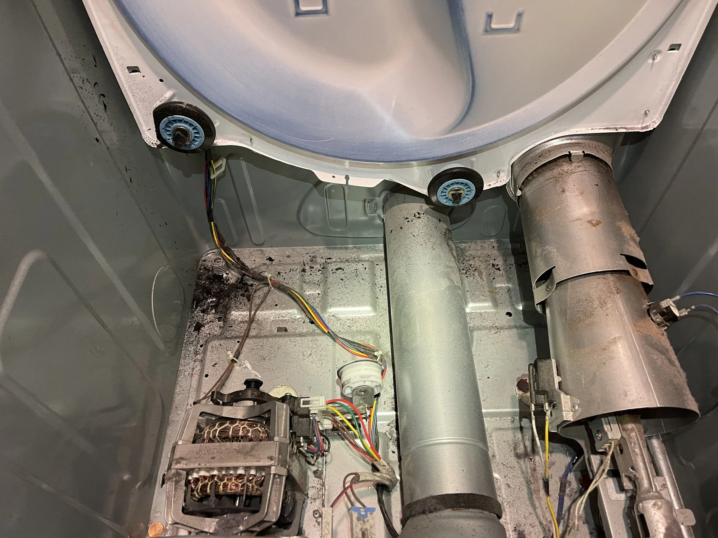 Dryer blower and heater assembly