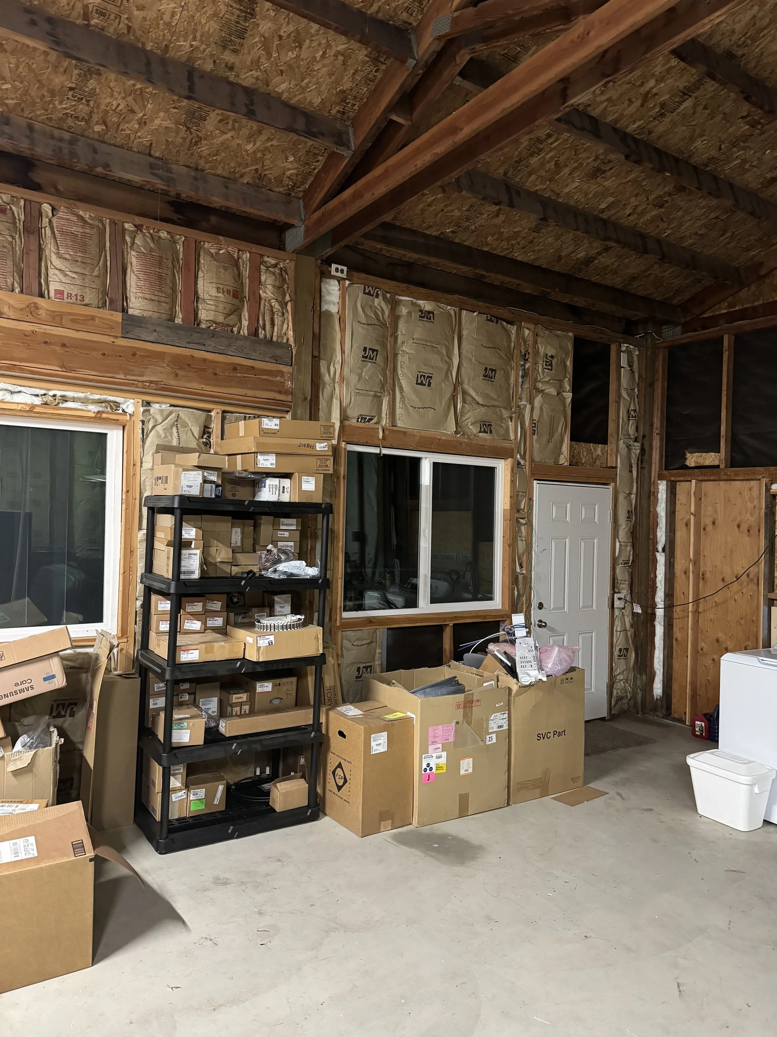 The SD Appliance parts room, with shelved appliance parts