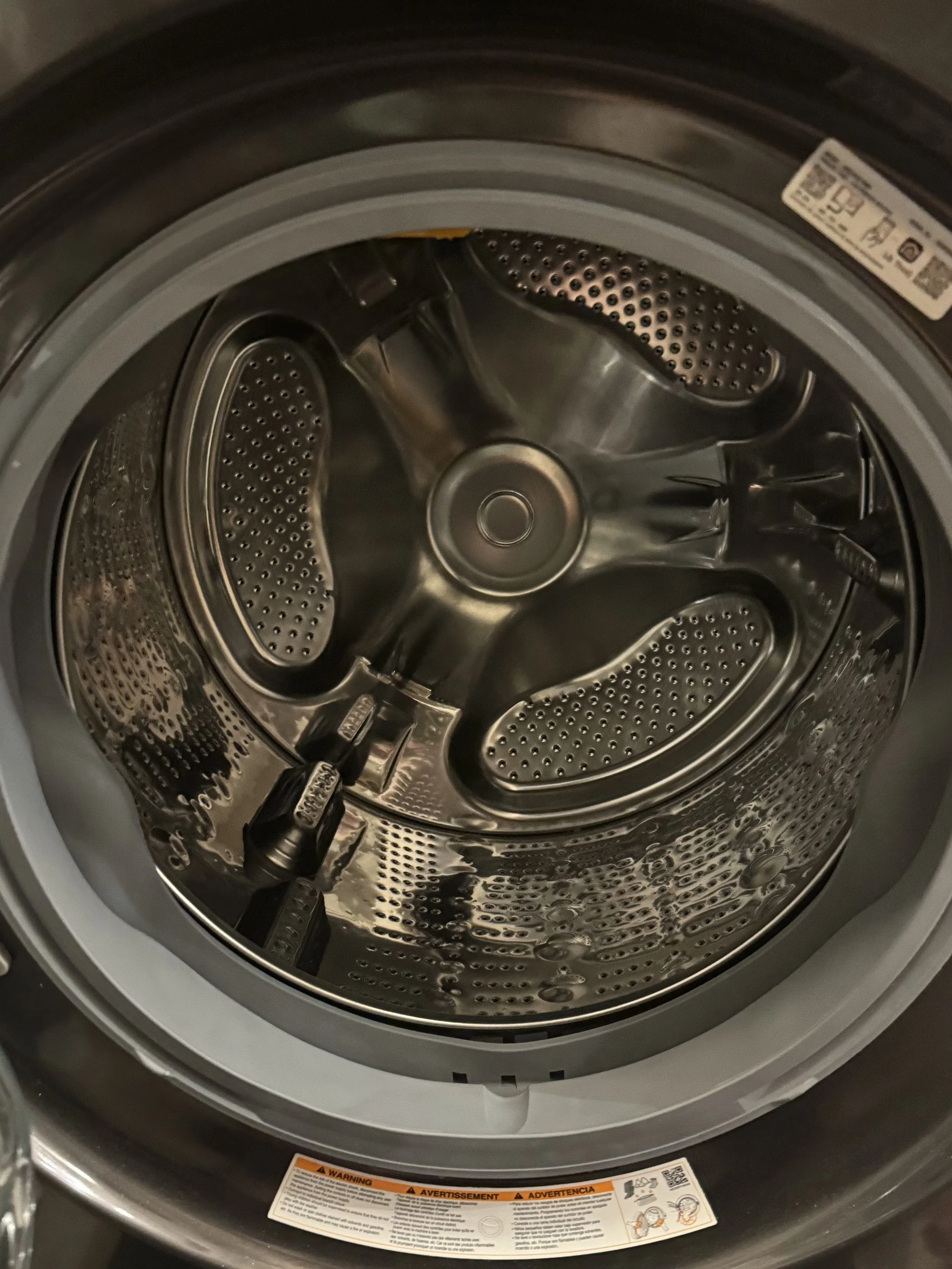 Dryer drum with the lint screen removed