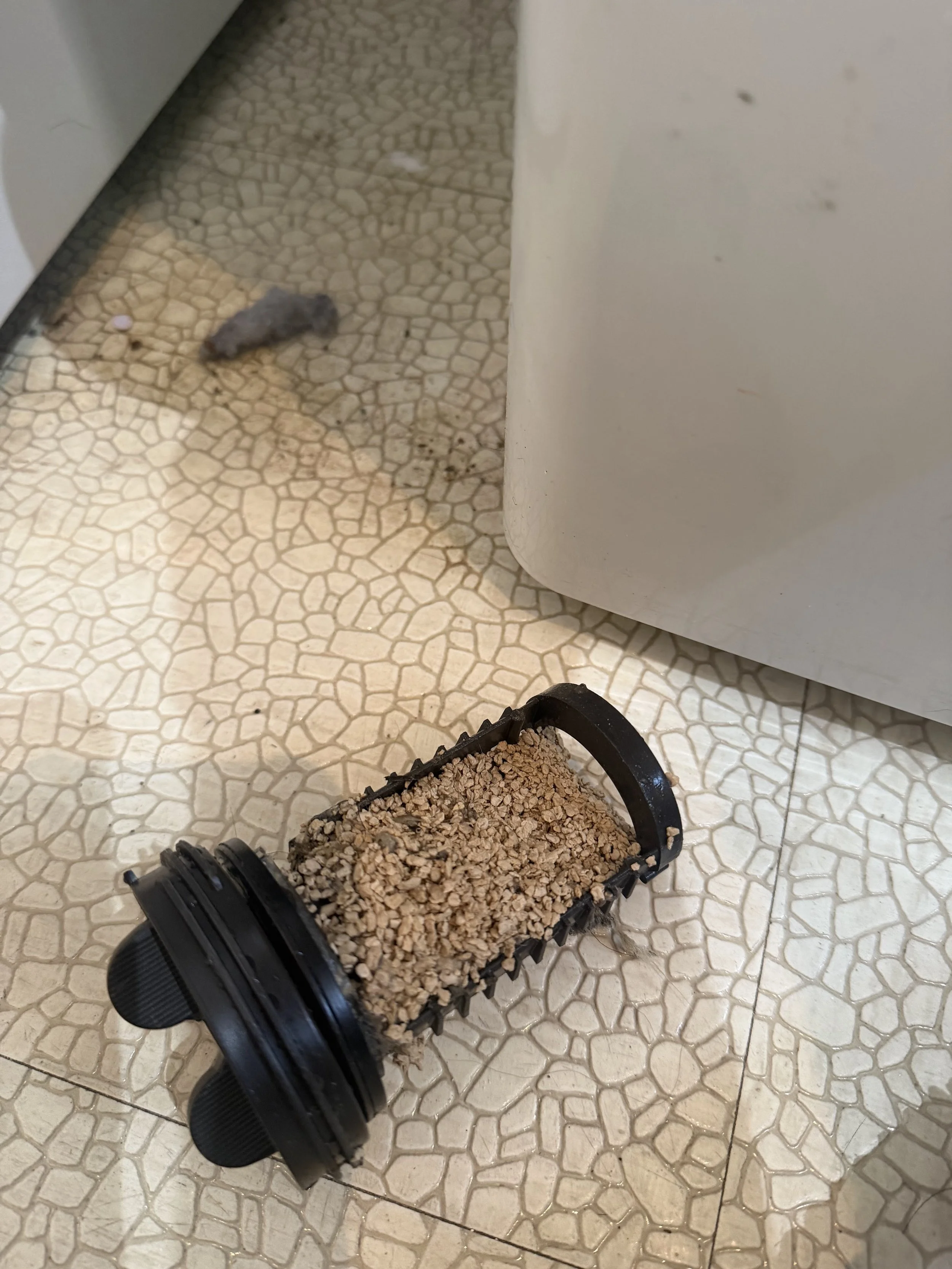 Water on a kitchen floor at the foot of a dishwasher