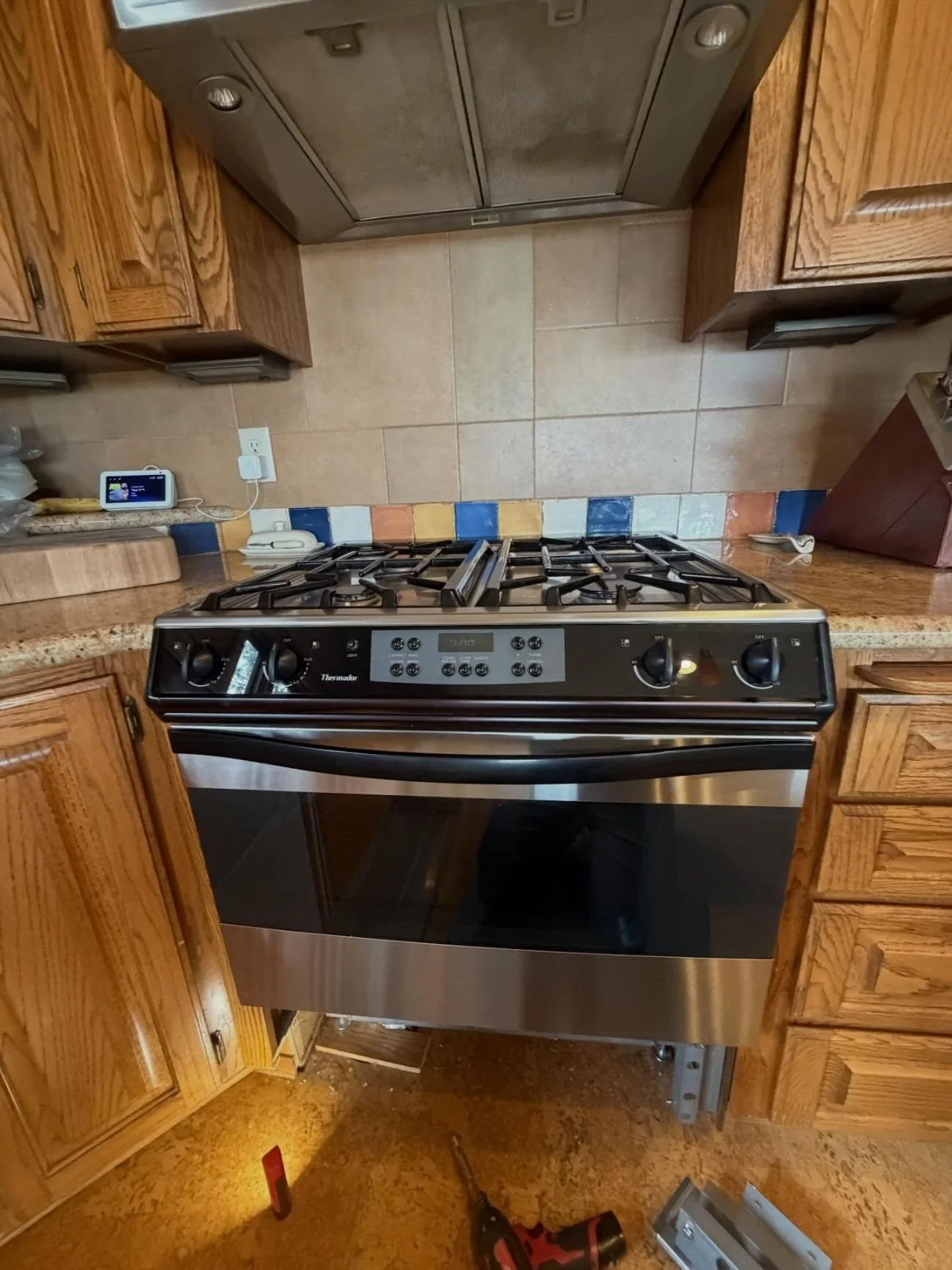 A black gas range