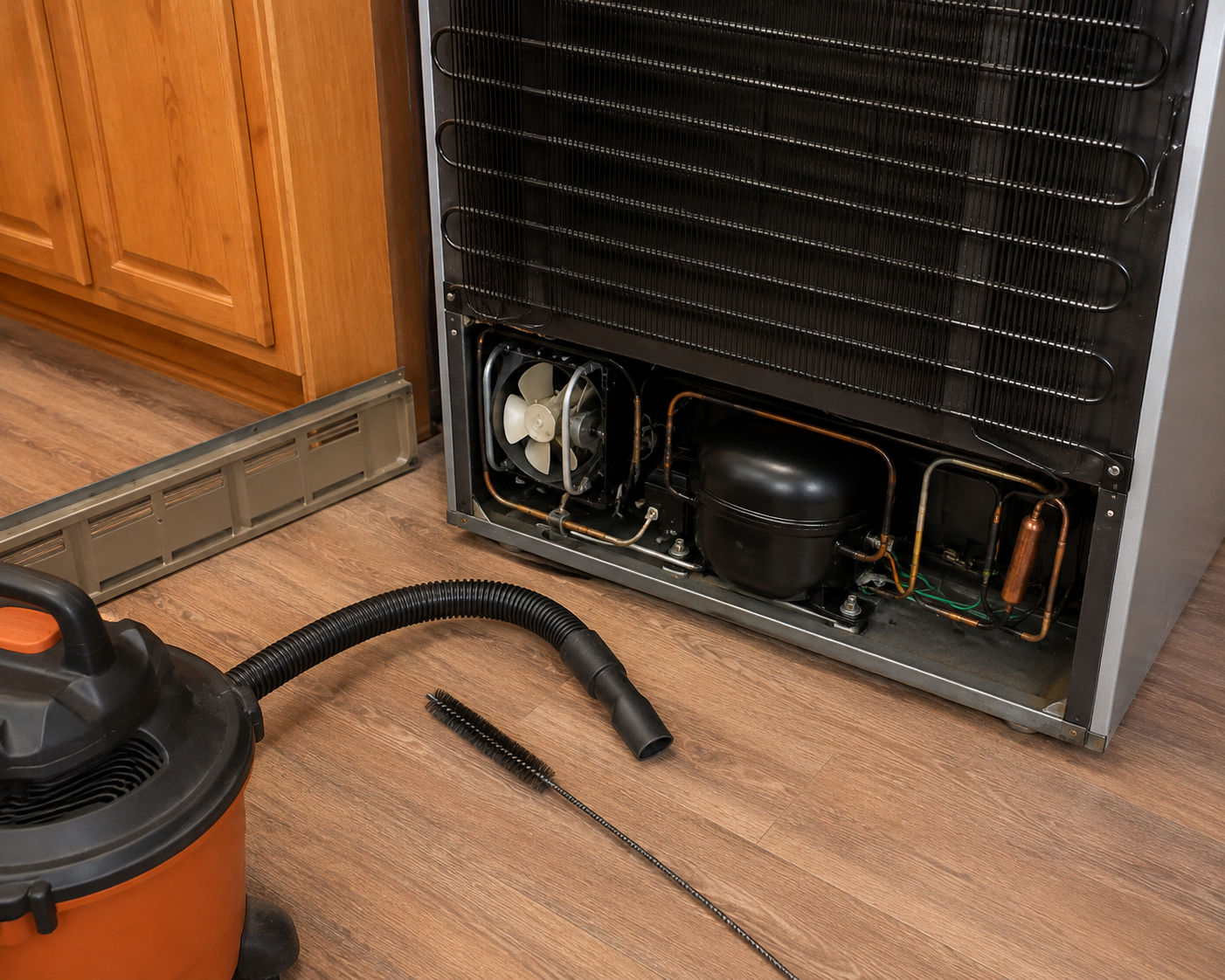 Built-in wine cooler with a dark glass door and wine racks, where a Post Falls homeowner checks whether bottles sit colder than the setting