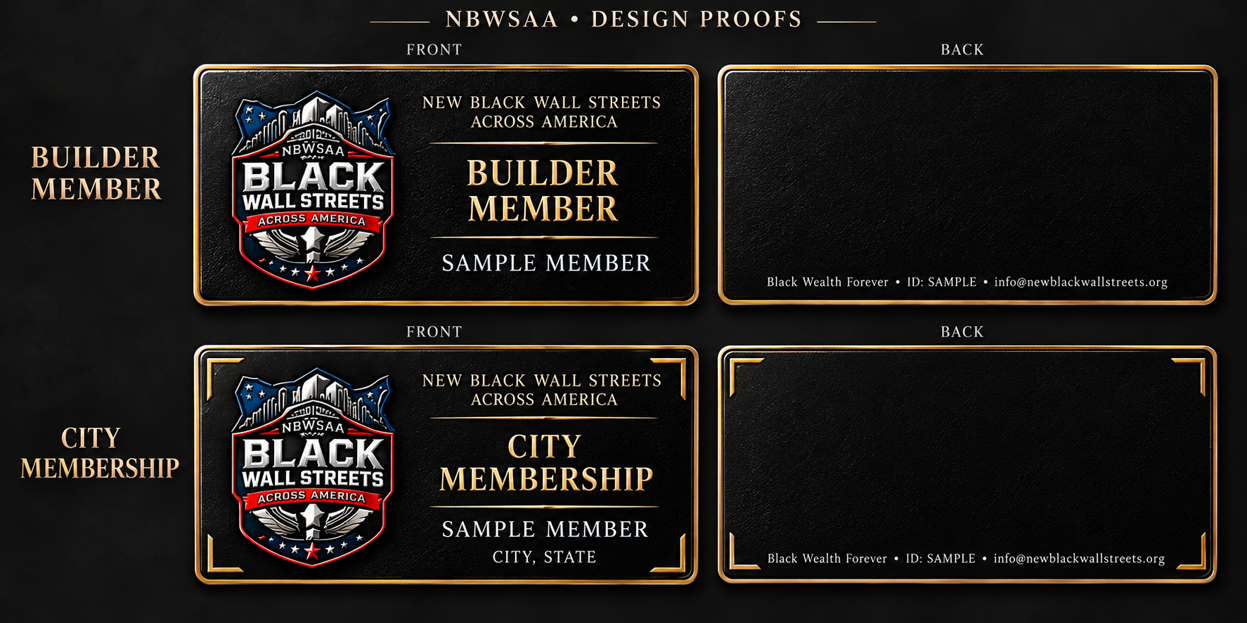Builder & City front and back card design previews