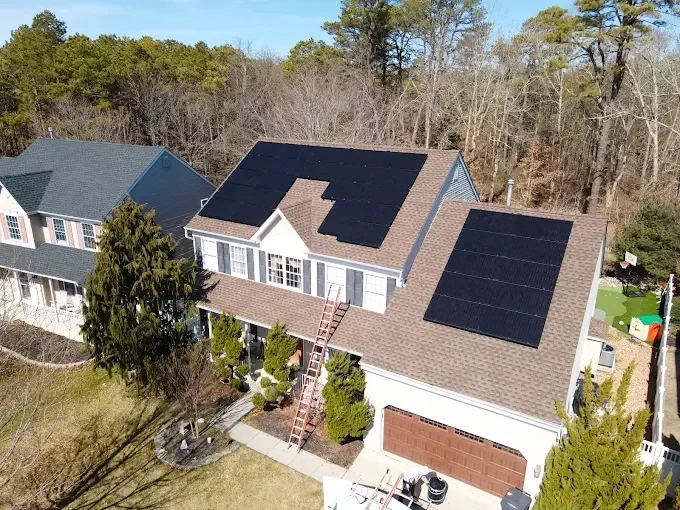 Finished solar array on a new asphalt shingle roof