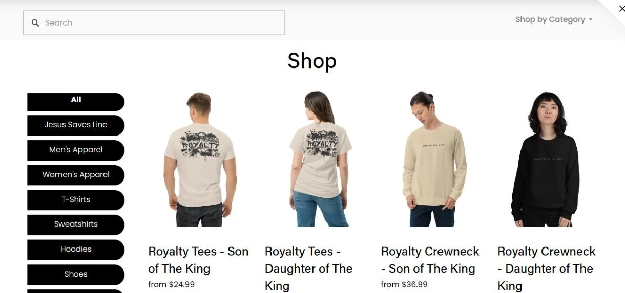 TE Clothing e-commerce website design