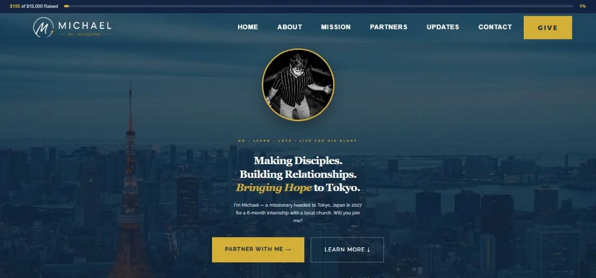 Michael on Mission fundraising website design