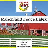 ranch and fence latex paint label with red barn