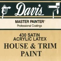 Davis Master painter professional coatings 430 satin acrylic latex house and trim paint label