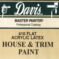 Davis Master painter professional coatings 410 flat acrylic latex house and trim paint label