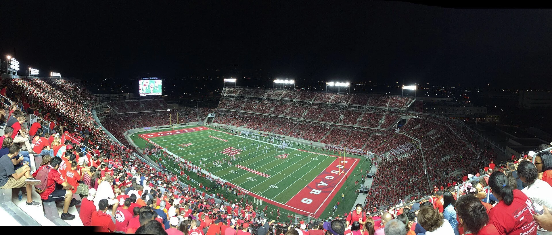 A packed night game at the University of Houston’s TDECU Stadium