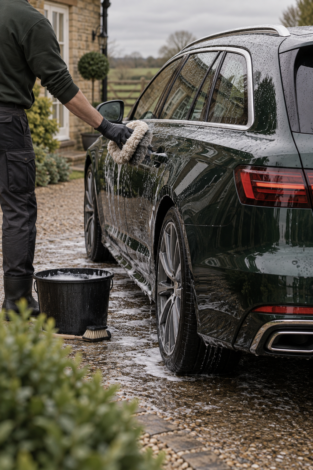 Dark car receiving a careful valet