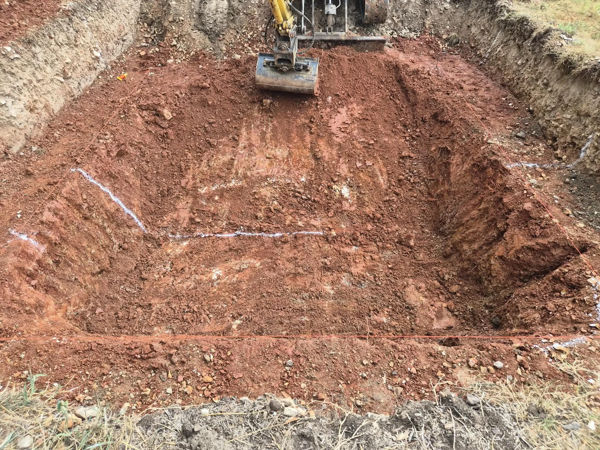 Inground pool construction progress