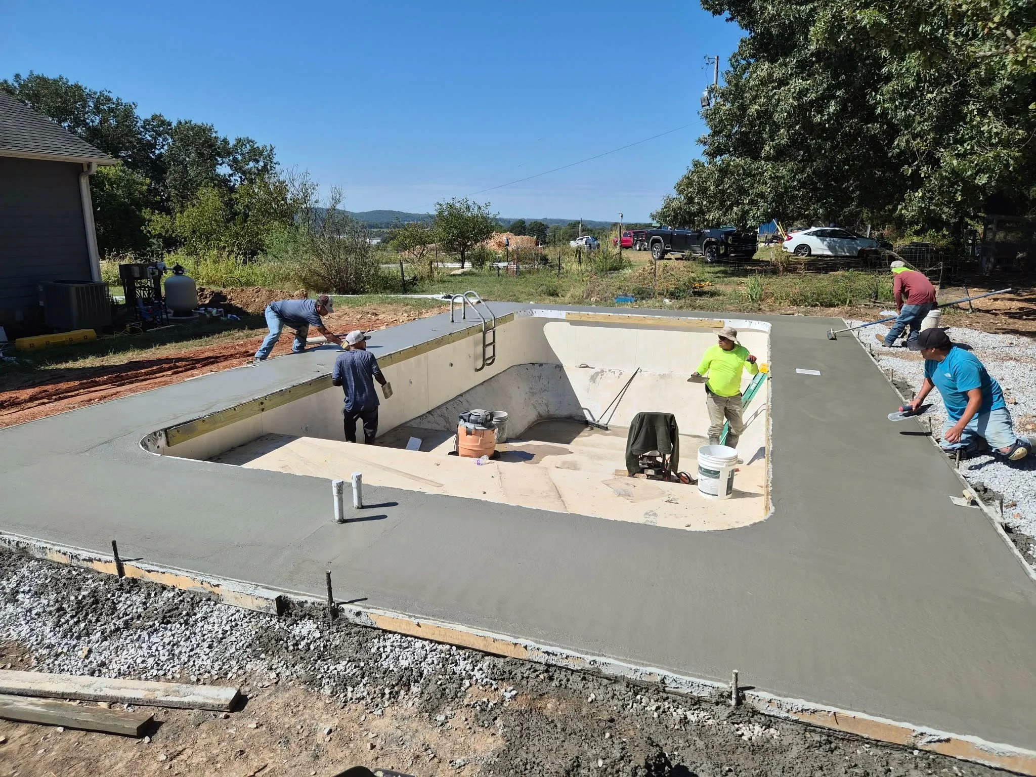 Pool deck construction progress
