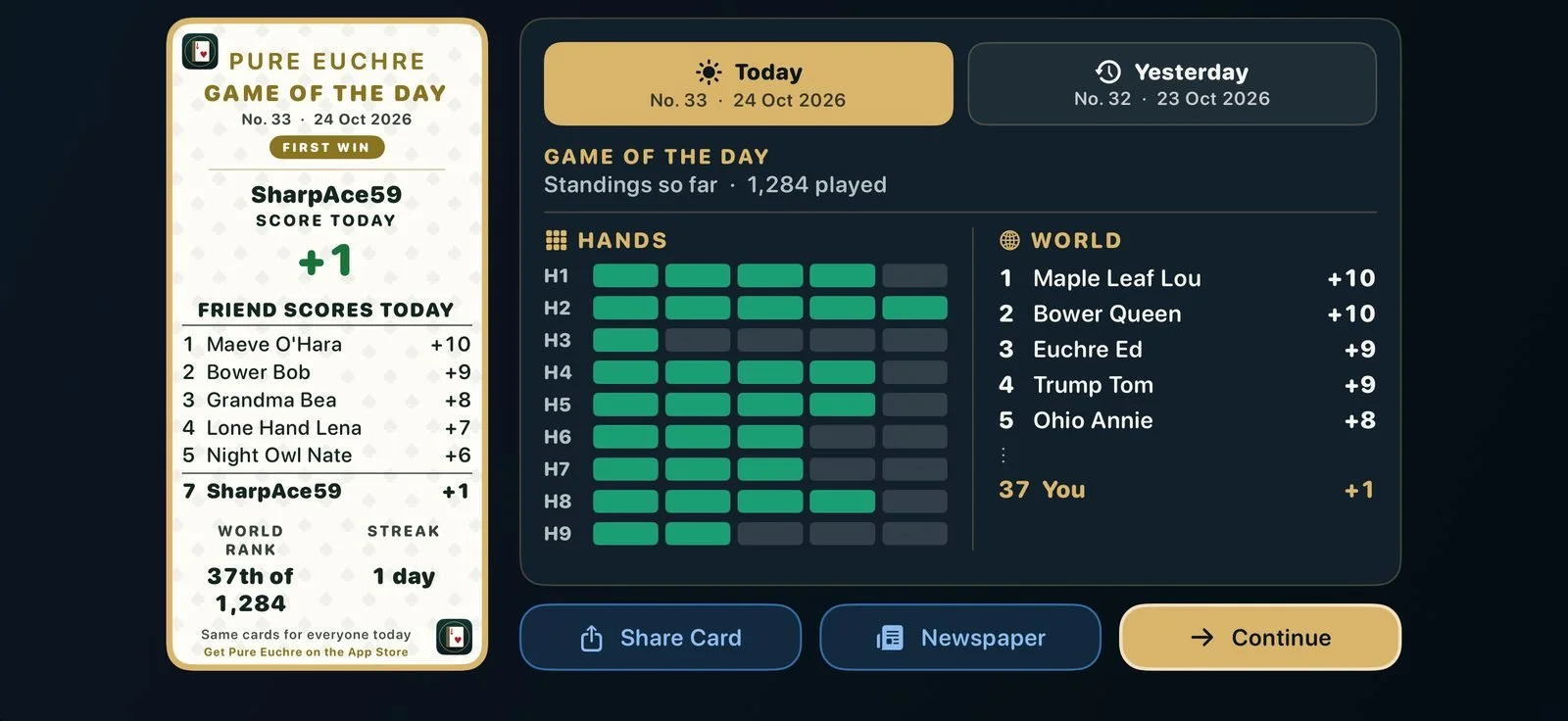 The Game of the Day board