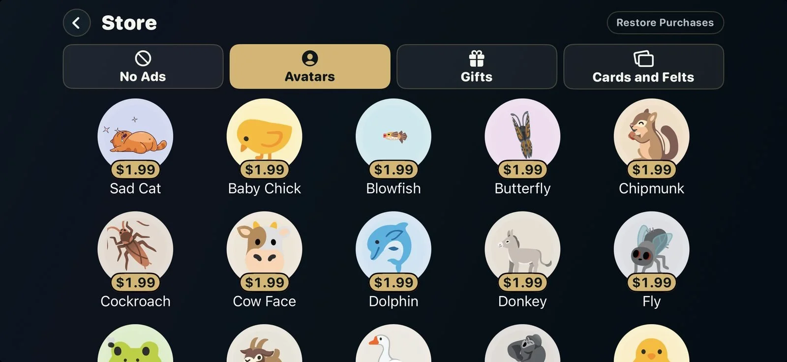 The store of animated avatars