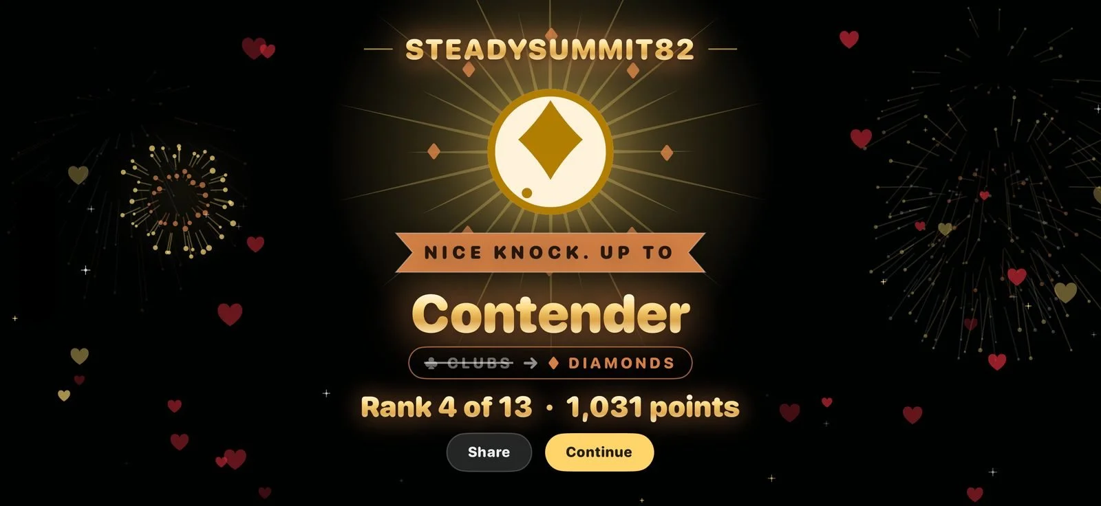 A promotion to a new rank