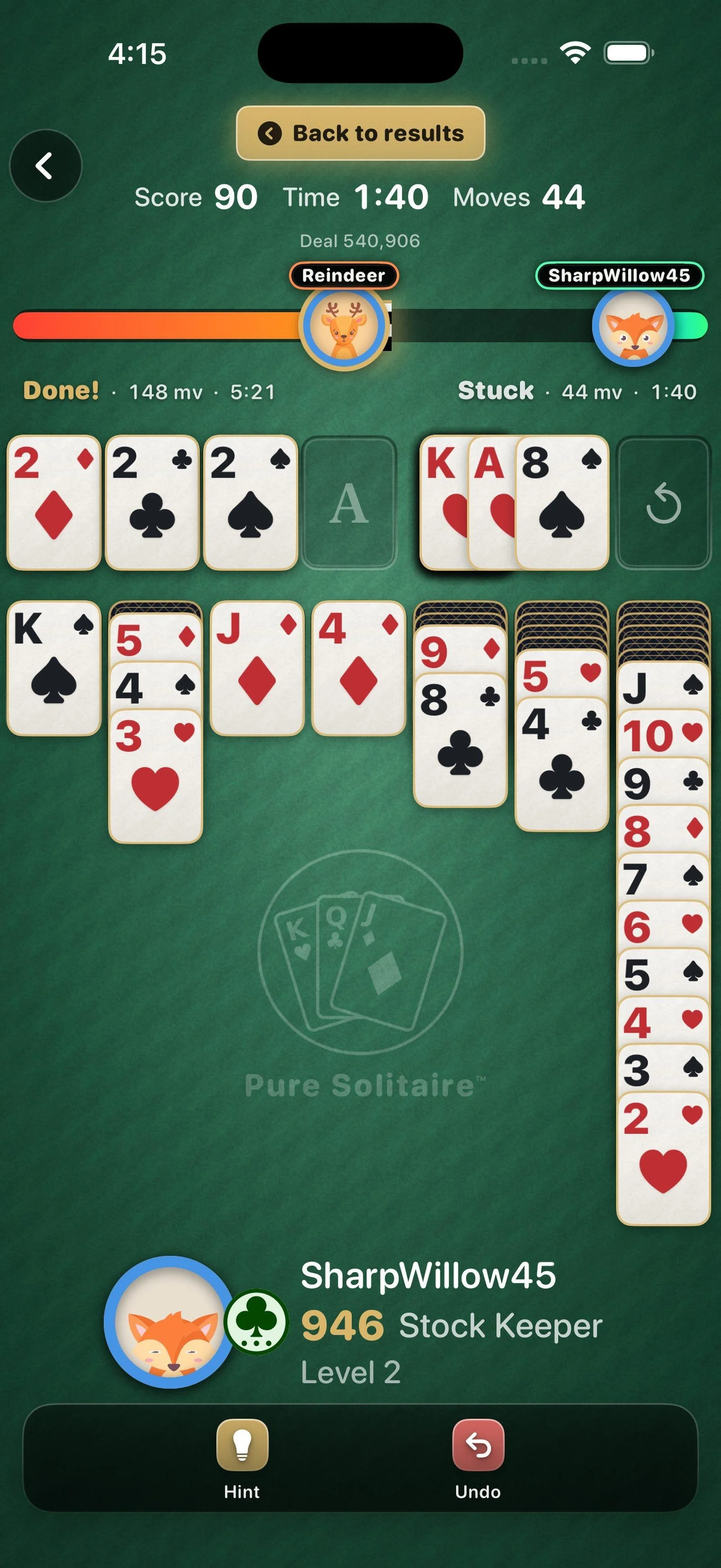 Head to Head, where two players race on the same deal