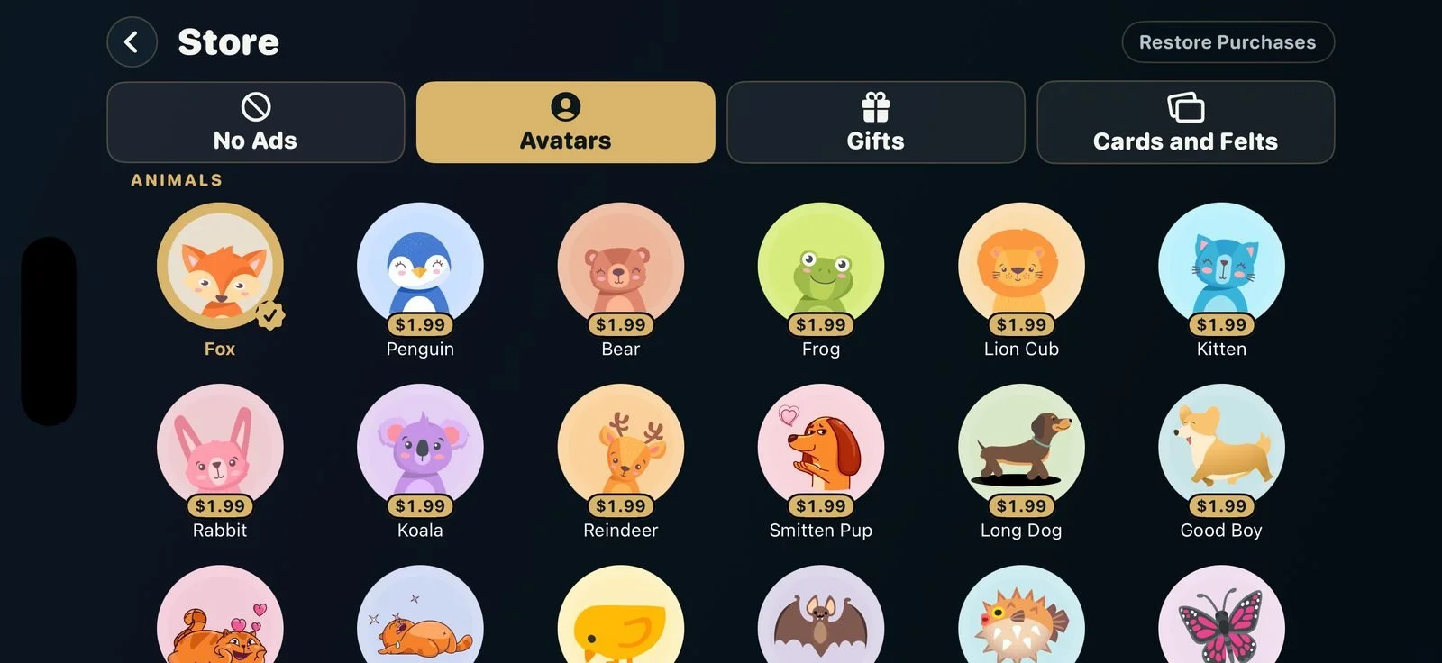 The store of animated avatars
