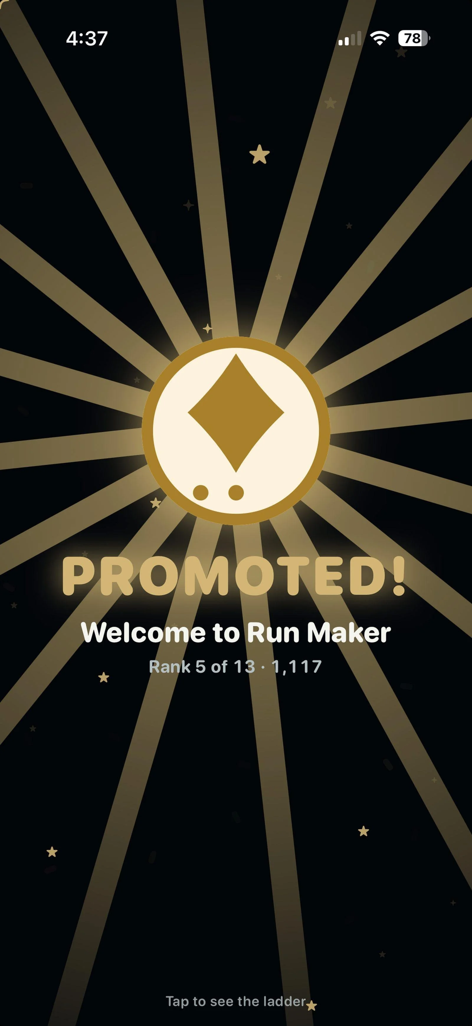 A promotion to a new rank