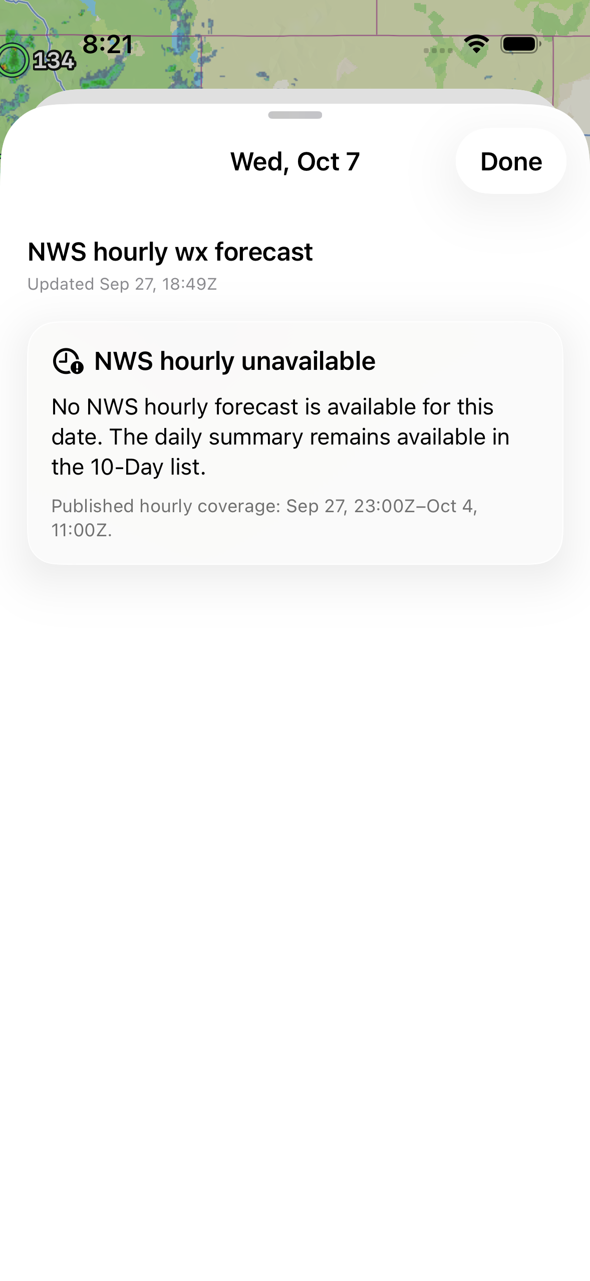 BOS NWS hourly forecast says unavailable for a date outside published hourly coverage.