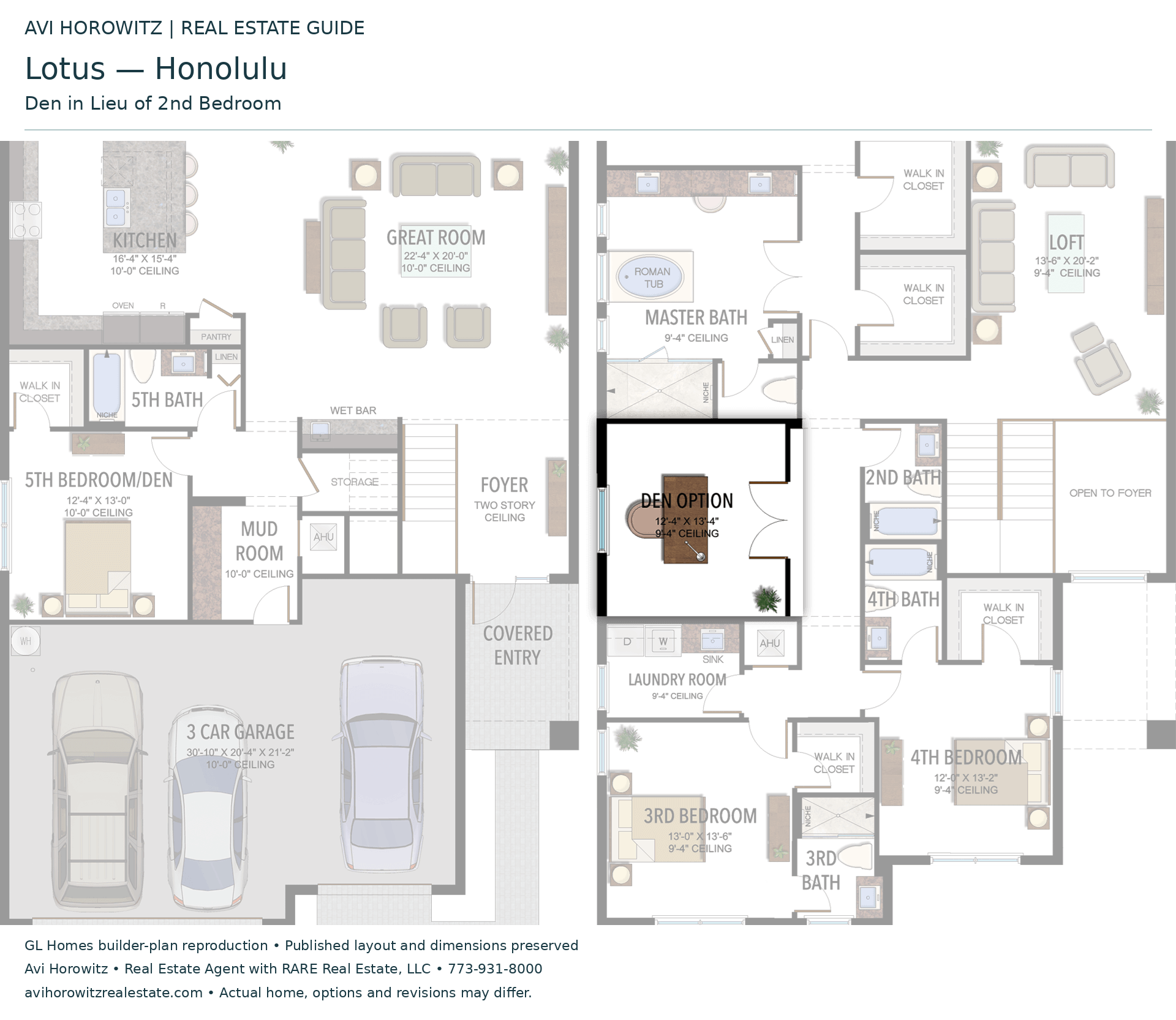 Lotus Honolulu: Den in Lieu of 2nd Bedroom — Historical option or elevation