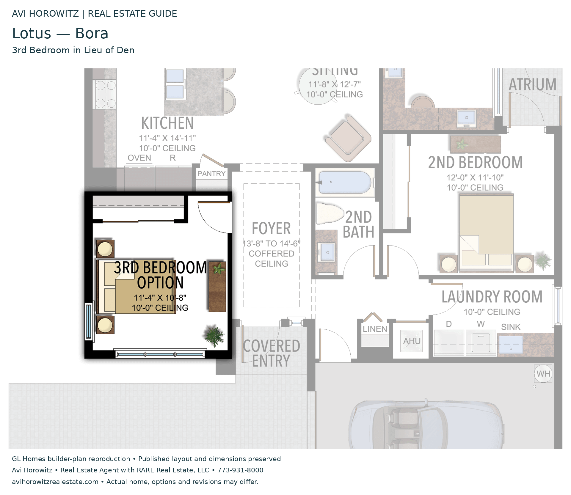Lotus Bora: 3rd Bedroom in Lieu of Den — Historical option or elevation