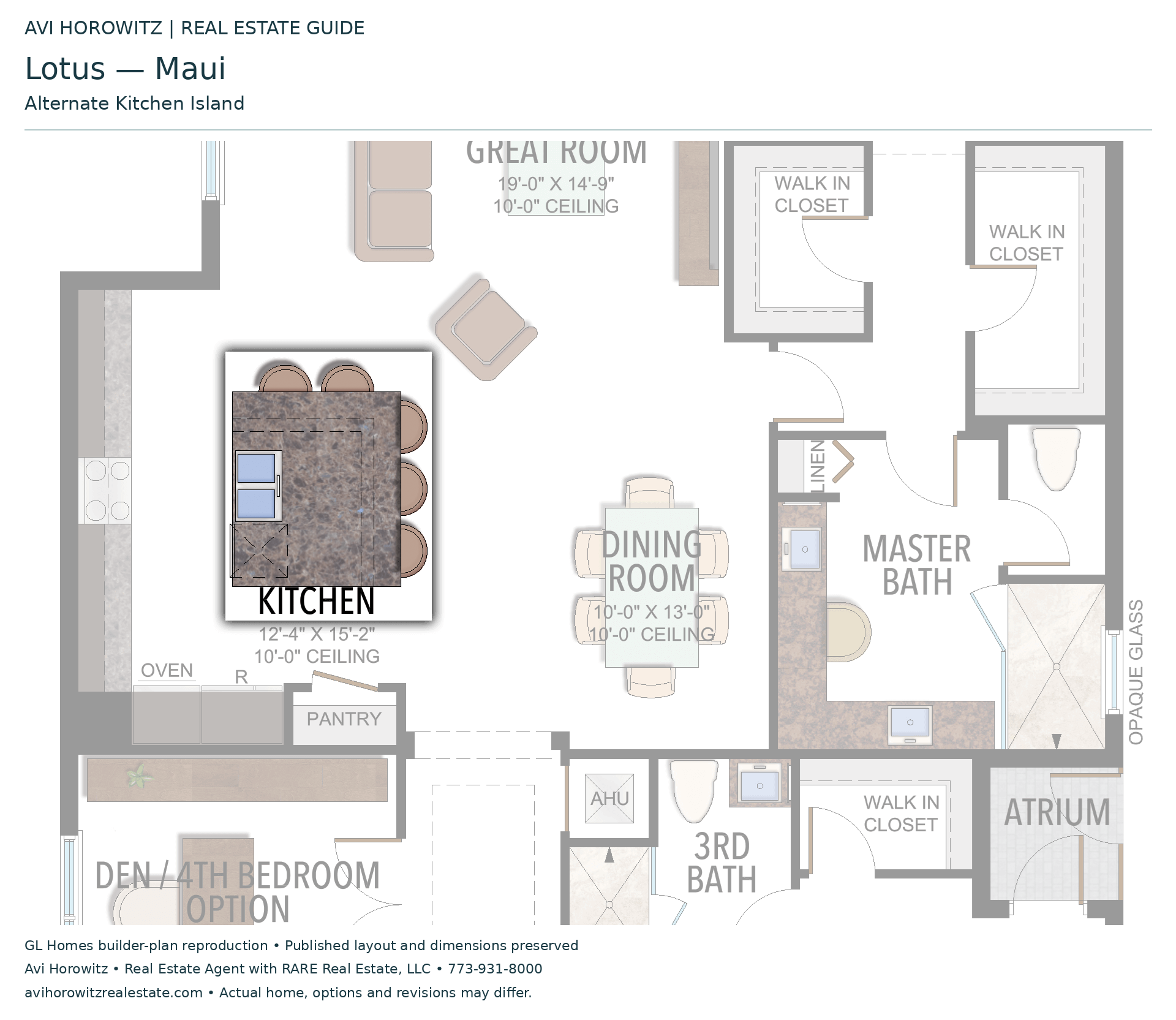 Lotus Maui: Alternate Kitchen Island — Historical option or elevation