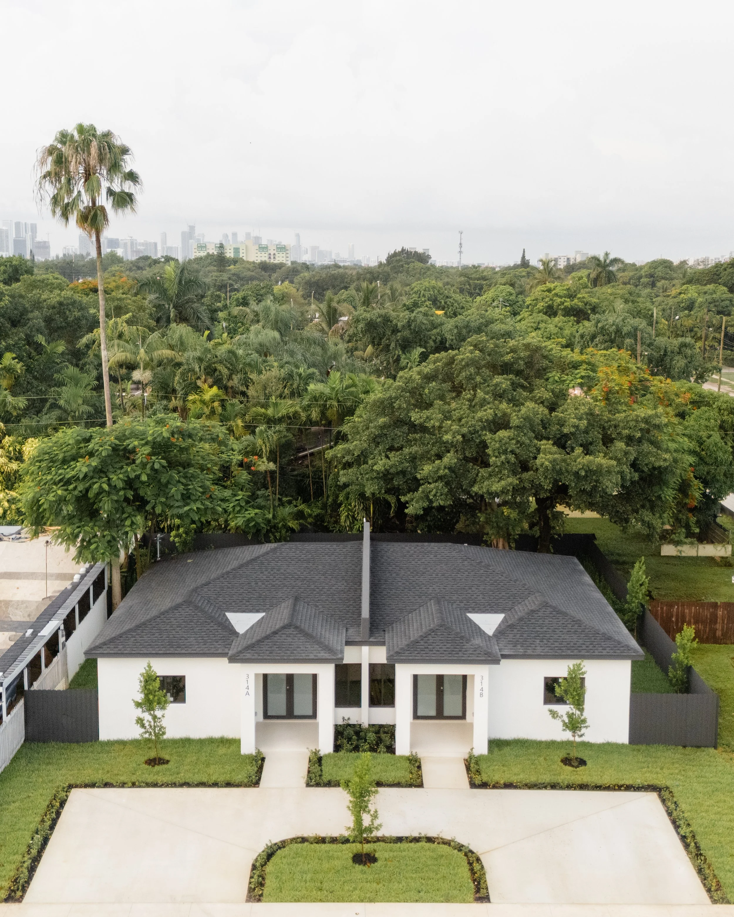 Completed ARK Group Construction home in South Florida, seen from above