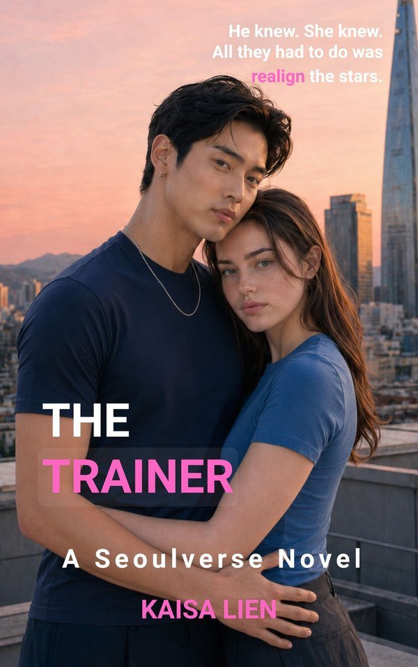 The Trainer — Seoulverse romance by Kaisa Lien, HORIZN Book 4, book cover: a couple on a rooftop above the Seoul skyline