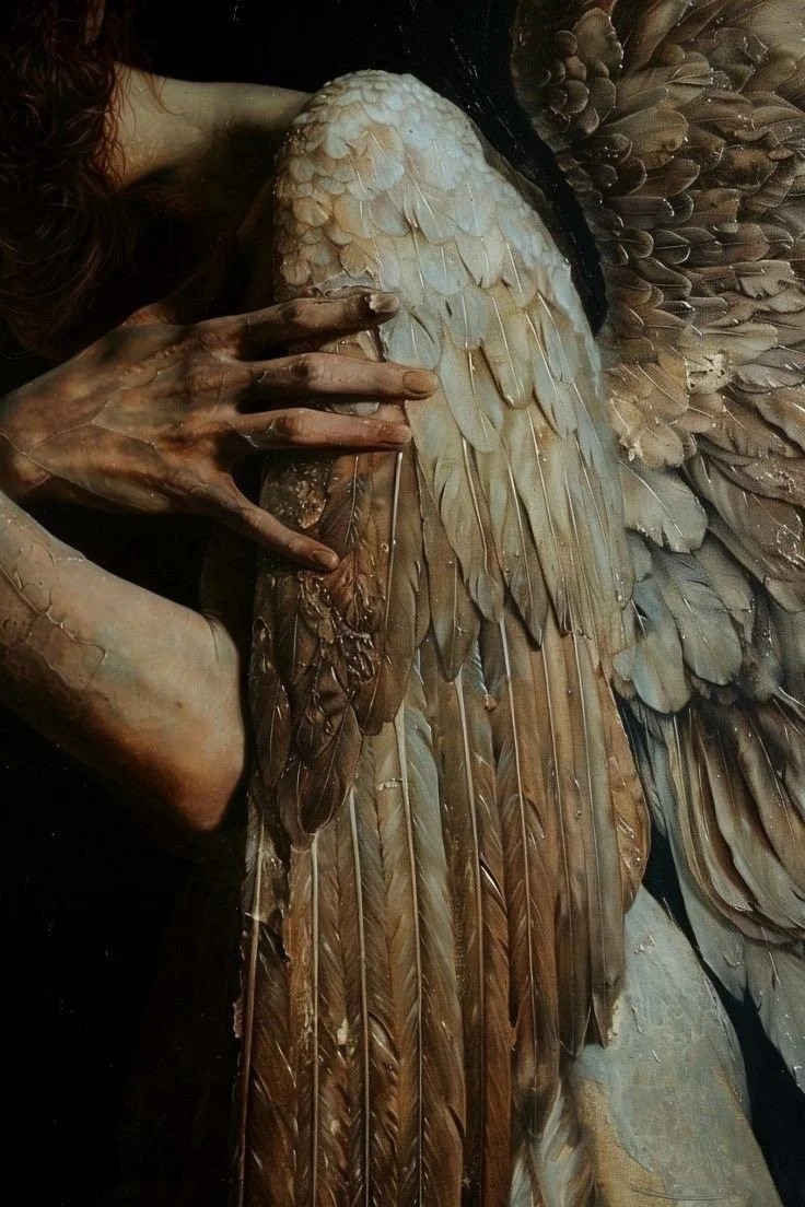 Sculpted angel wing detail