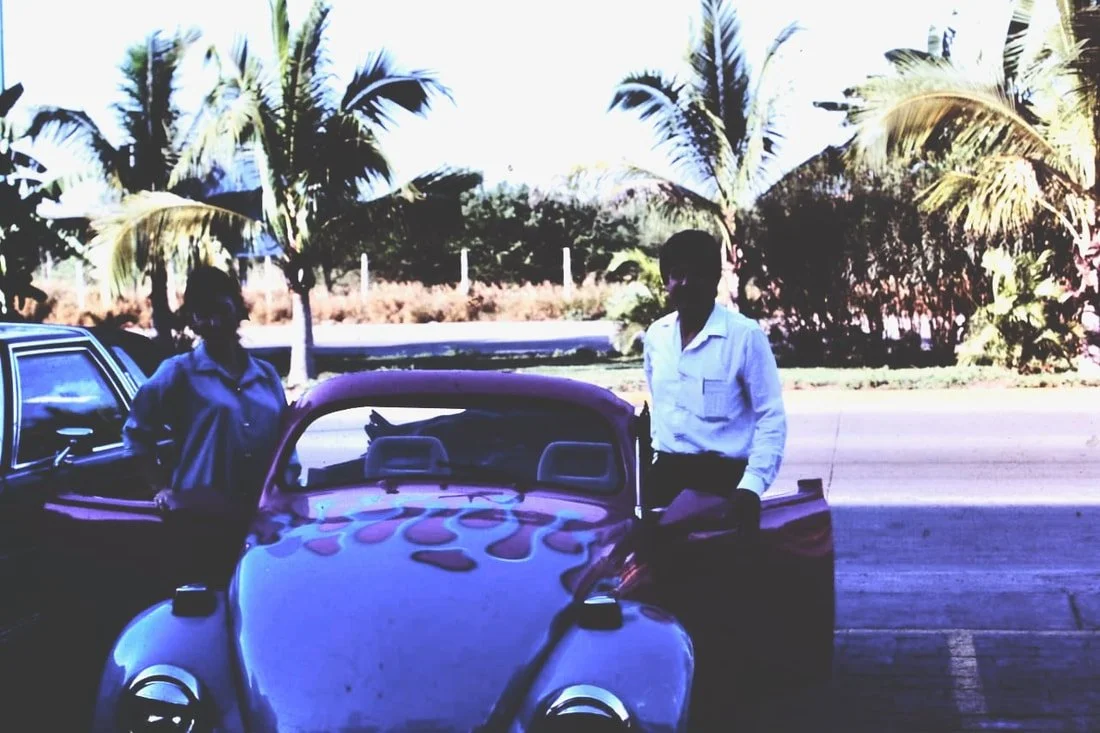 Shane's in-laws with one of their Volkswagens in the 1980s