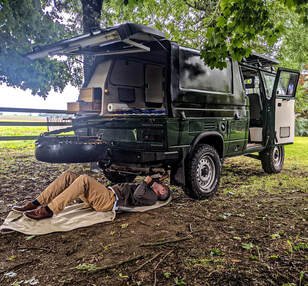 Working underneath a Volkswagen truck