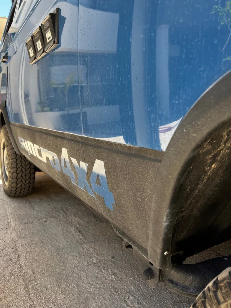 A textured protective finish along the lower bodywork.
