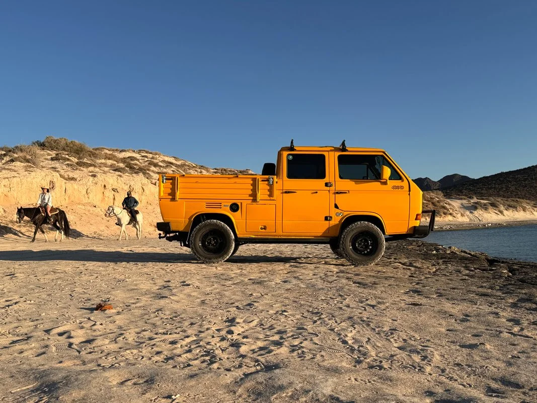 Completed yellow Volkswagen Doka truck