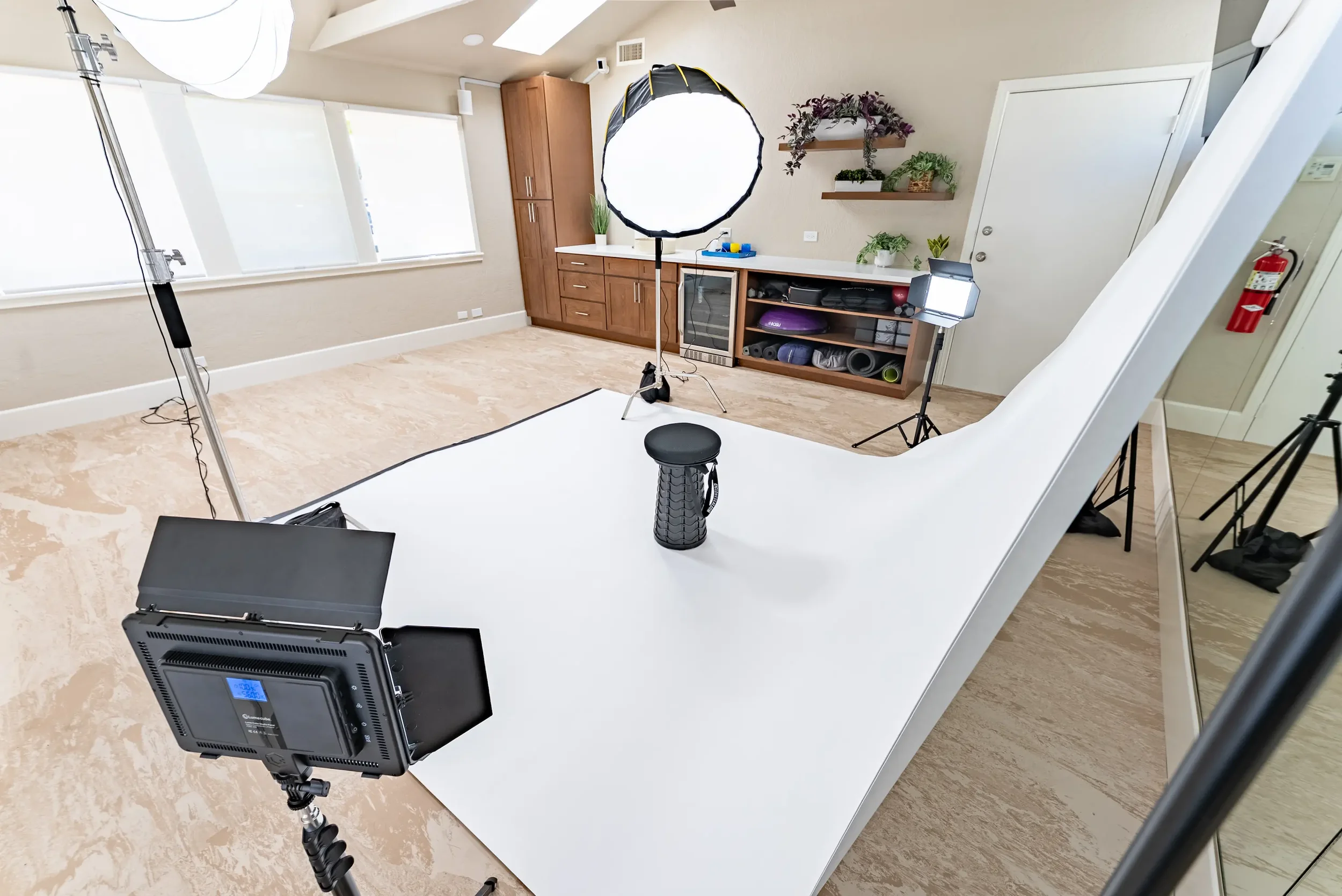 Content studio setup at Solana Blue Studio
