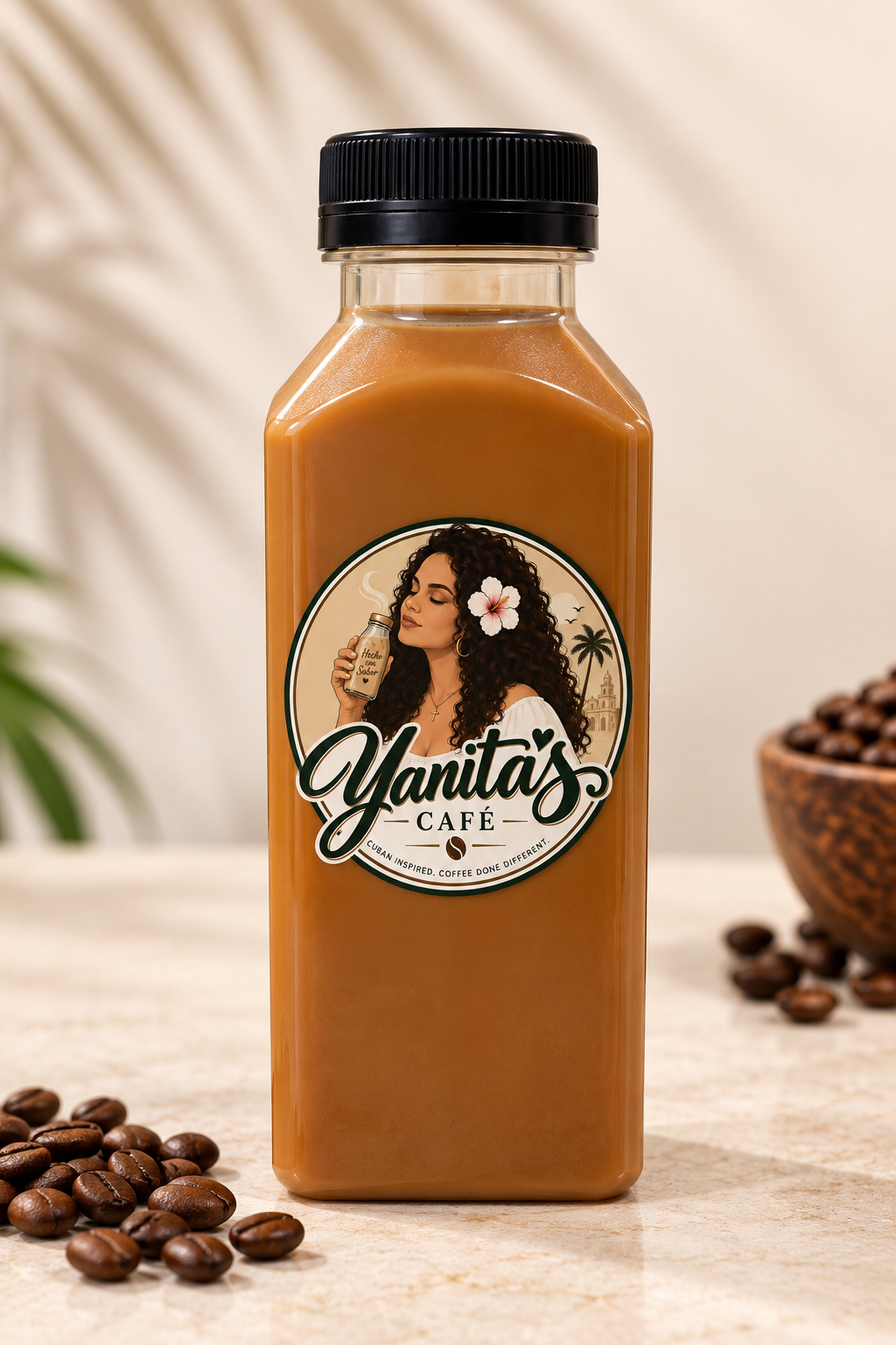 A bottle of Yanita's Cuban-inspired coffee