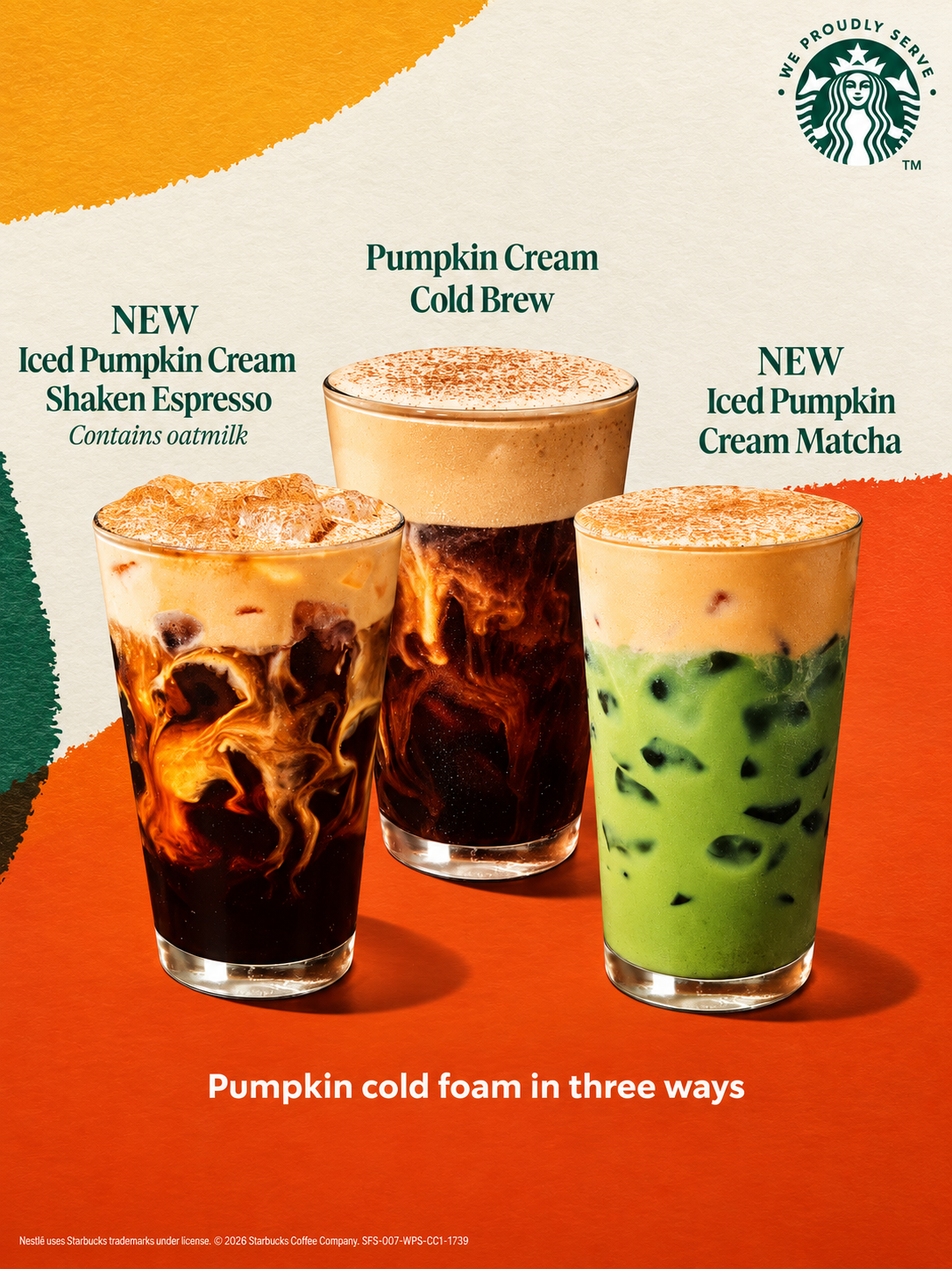 New autumn Starbucks drinks: Iced Pumpkin Cream Shaken Espresso, Pumpkin Cream Cold Brew and Iced Pumpkin Cream Matcha