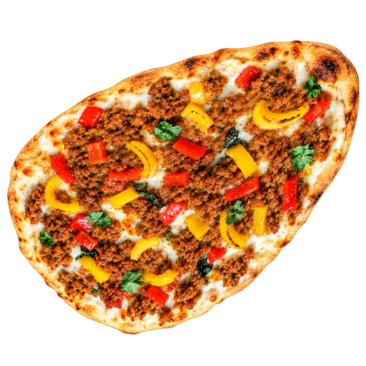 Spicy Tawa Keema Naan Pizza