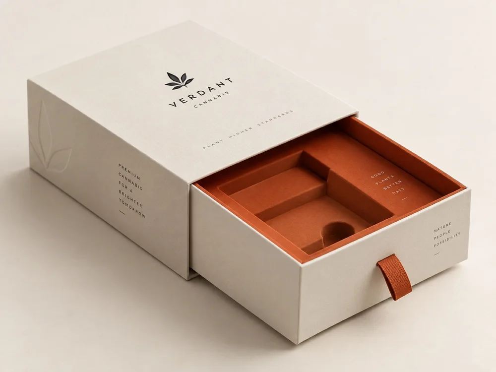 Custom rigid drawer box with fitted insert