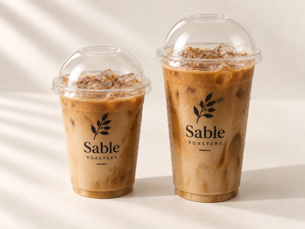 Custom clear plastic cups in PET with dome lids