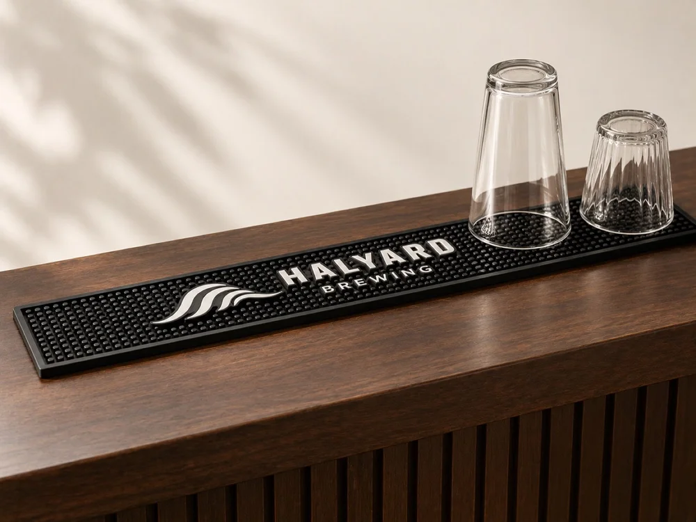 Custom bar mats, printed rubber rail mat
