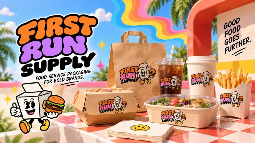 First Run Food custom printed foodservice packaging: cups, bags, boxes and napkins
