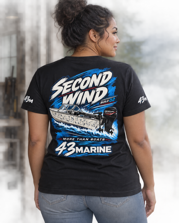 Build 02 — Second Wind Tee — back campaign view