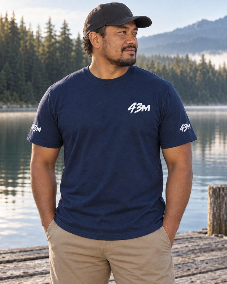PNW Bass Tee — front three-quarter campaign view