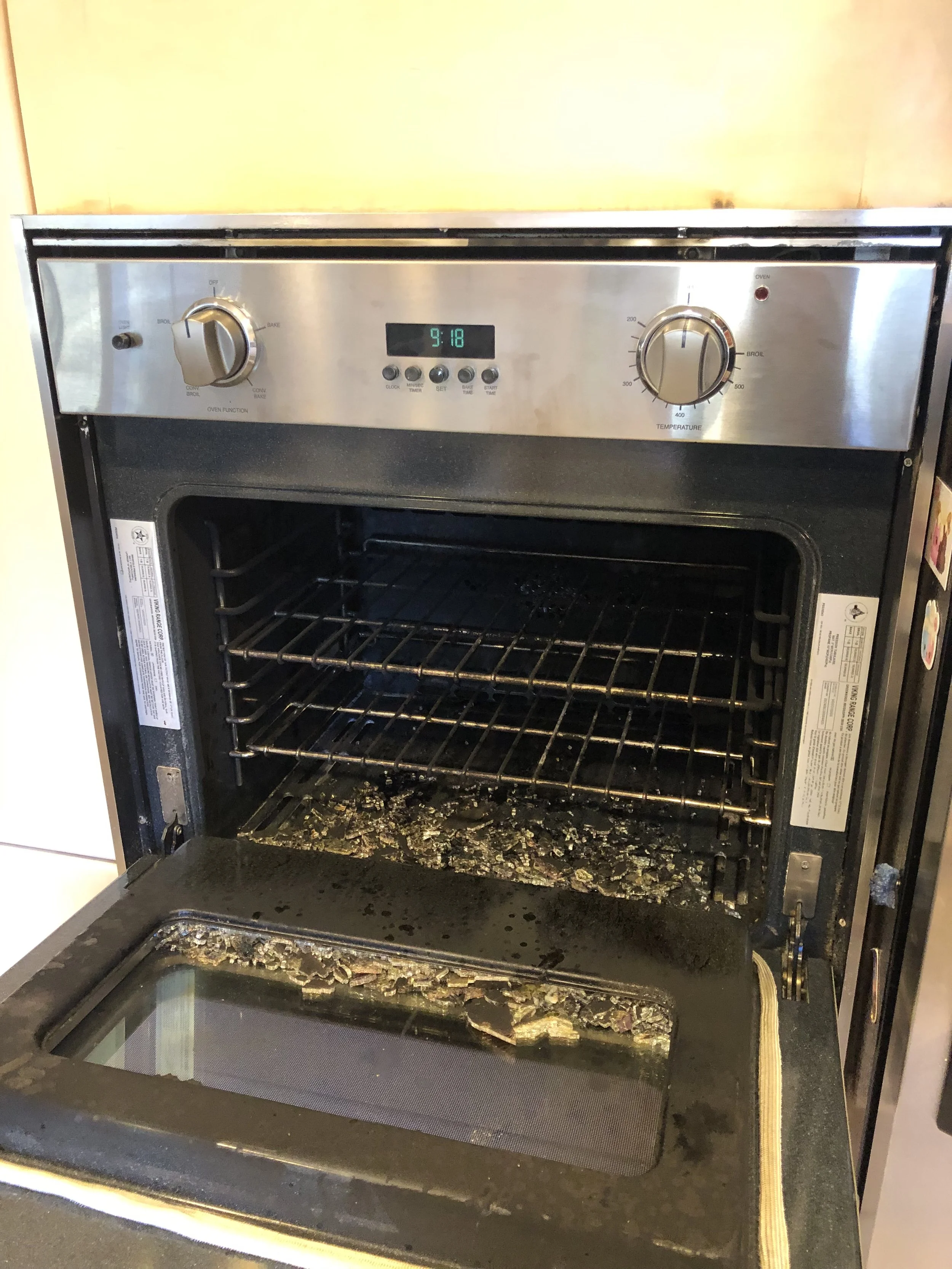 Shattered oven door glass repair