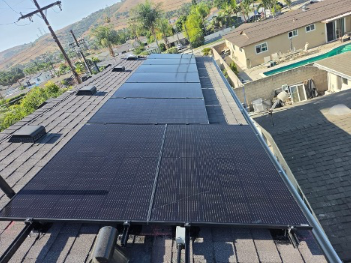 Microinverter rooftop solar installation, Covina, CA
