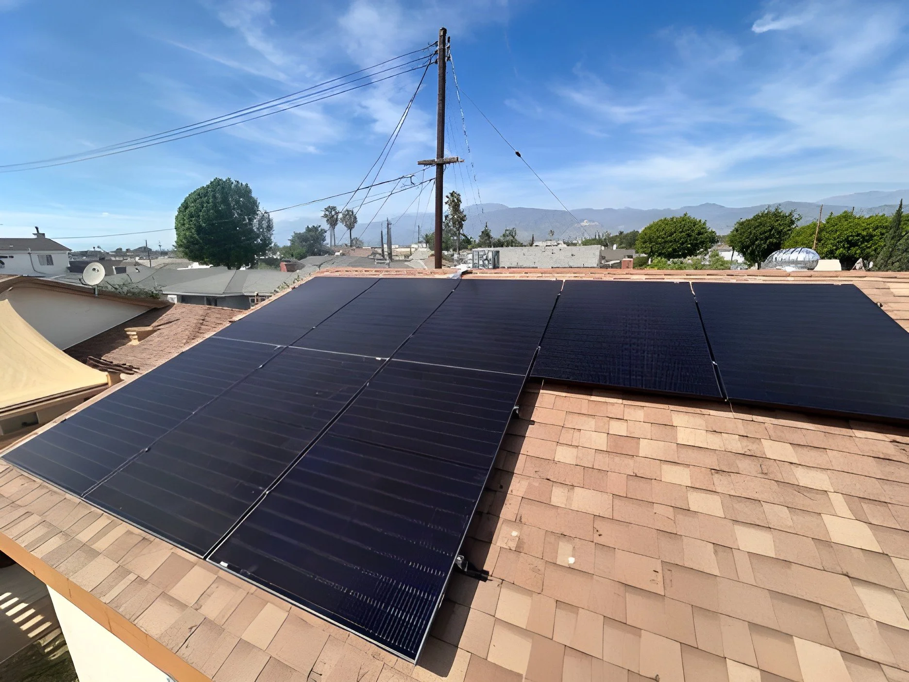 Microinverter rooftop solar installation, Covina, CA