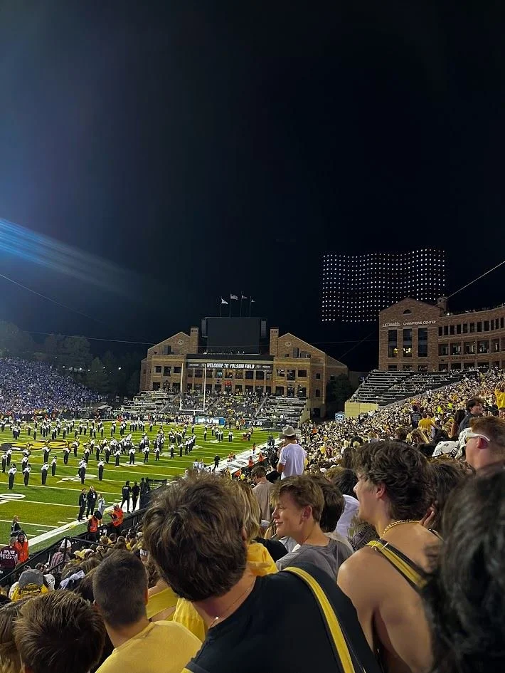 The student section at a night game