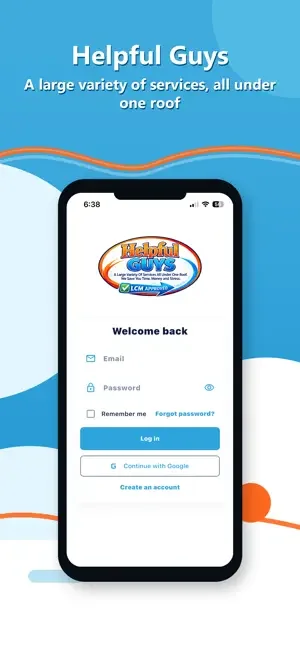 Helpful Guys app — Welcome and Login