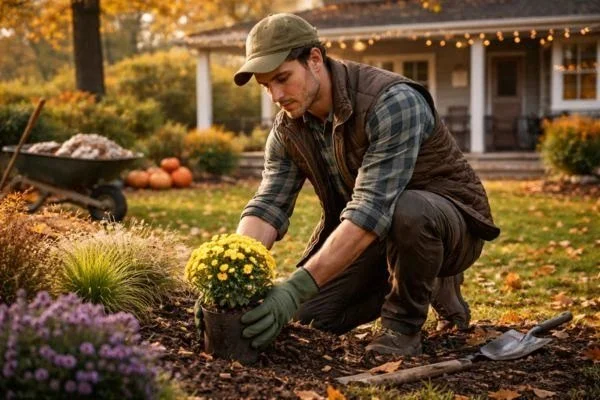 Landscapers shaping plants for seasonal design
